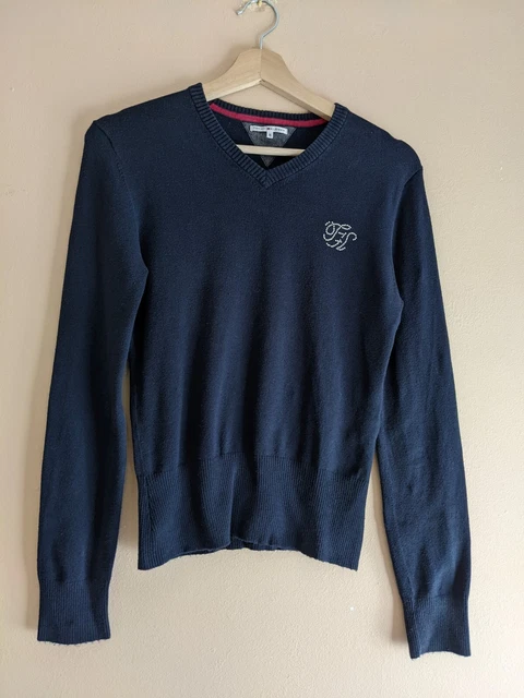 Tommy Hilfiger Maglione collo a V blu navy cotone/nylon - Ragazza XL / Donna piccolo