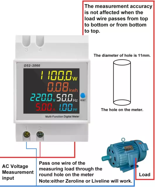 Misuratore Di Energia Su Guida DIN AC40-300V 100A,6 in 1 Misuratore Digitale Di 3