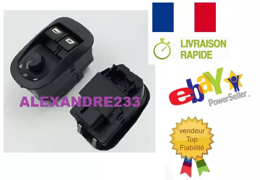 Bouton leve vitre Peugeot 206 peugeot LEVE VITRE + COMMANDE RETROVISEUR 6554WA