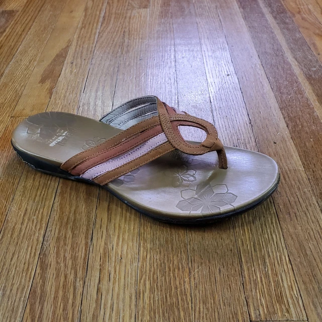 MERRELL Lidia Brown Leather Sandals Sz 8 Women Thong Flip Flop