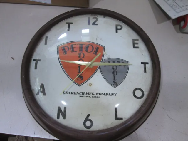 Vintage PETOL TITAN Tool Clock Gearench Mfg. Co. Houston, Texas