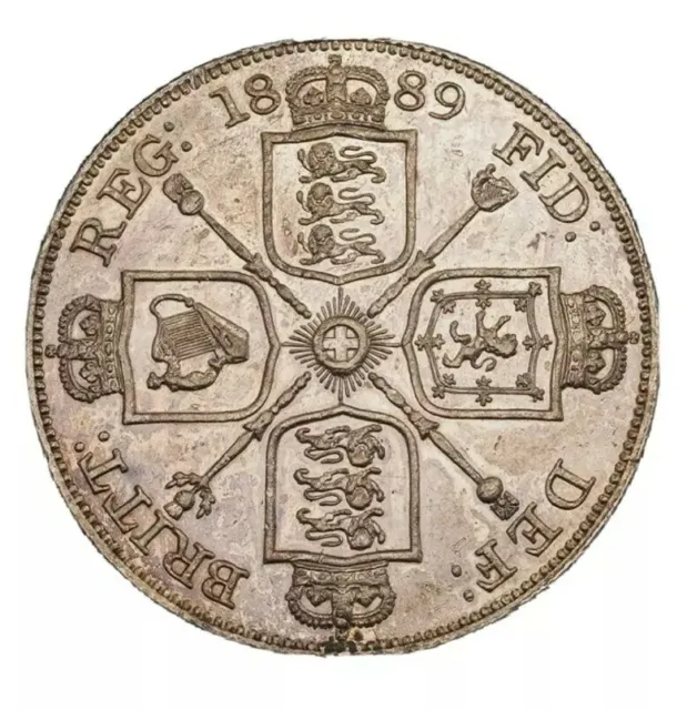 1889, Great Britain, Queen Victoria. Silver 2 Florin 4 Shillings. High grade