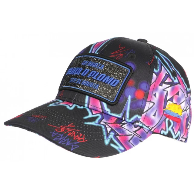 Casquette Baseball "Plata O Plomo" Orange Et Bleue Avec Strass - Streetwear Colombia - Taille Unique Unisexe