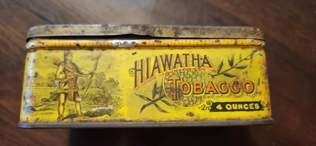 Antique Hiawatha Tobacco Tin 4 oz Vintage Daniel Scotten & Co Michigan