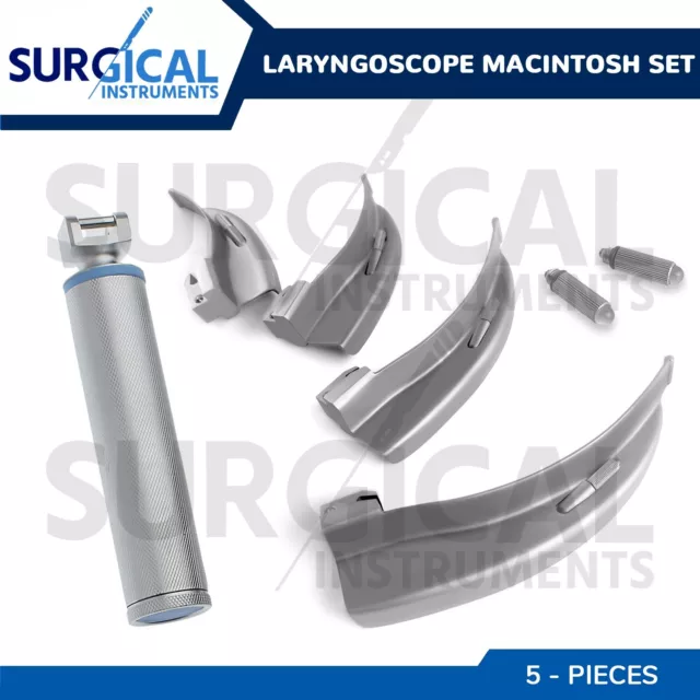 5 Pcs Laryngoscope Macintosh Set EMT Anesthesia Intubation Supplies German Grade
