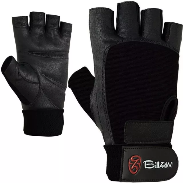 Weight Lifting Gloves Long Wrist Strap Gym Workout Fitness Training Black