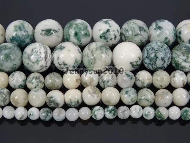 Natural Tree Agate Gemstone Round Beads 15.5'' Strand 4mm 6mm 8mm 10mm 12mm