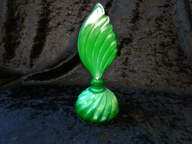 Czech ART DECO Malachite glass Perfume Bottle/ swirl /vintage New Old Stock