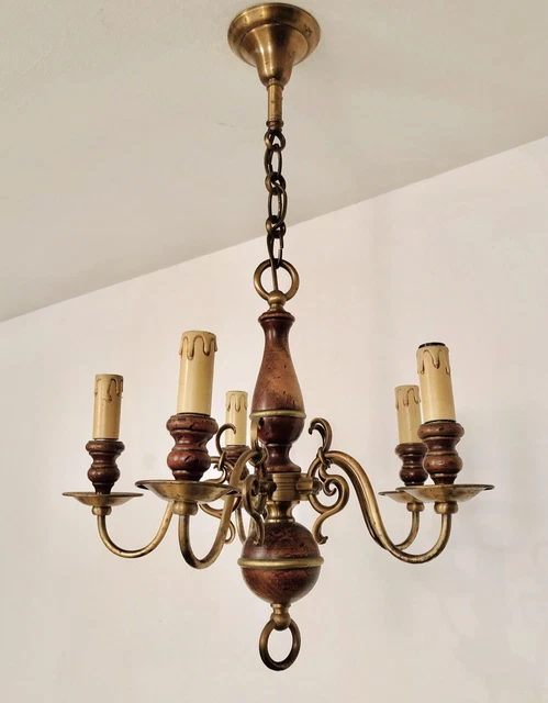 Lustre Art Nouveau Maison Lucien Gau / Vianne – 3 Lumières, Aluminium Vert, 66cm