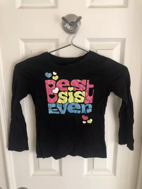 Children’s Place Best Sis Ever Black Girls Long Sleeve Shirt Size S 5/6 FastShip