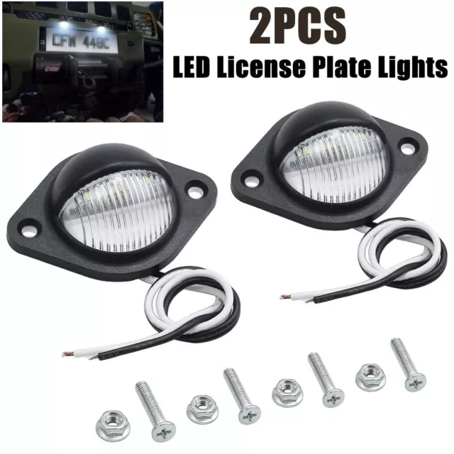 2x Universal Black LED License Plate Tag Lights Lamp for Truck SUV Trailer Lorry