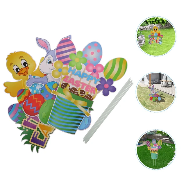 3 pz pali per prato pali Pasqua segno targa in plastica pali per coniglio