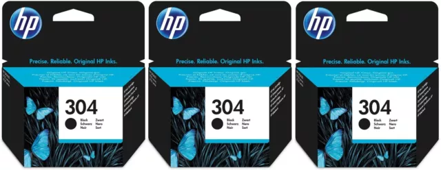 3x Original HP 304 BK TINTE PATRONE 5020 5030 5032 5034 5052 5055