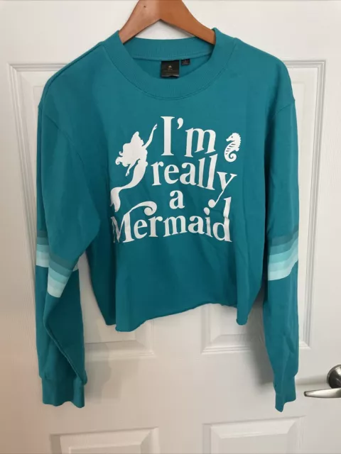 Women’s Disney Princess Cropped L/S Sweat Shirt Large “I’m Really A Mermaid”