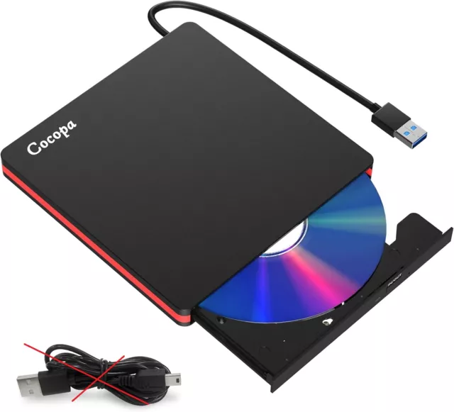 Cocopa Externer DVD-Player USB 3.0-Laufwerk für CDs und DVDs – unvollständig