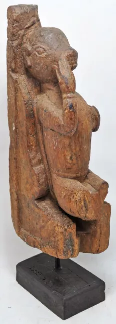 Antique Wooden Monkey Figurine on Stand Original Old Very Fine Hand Carved