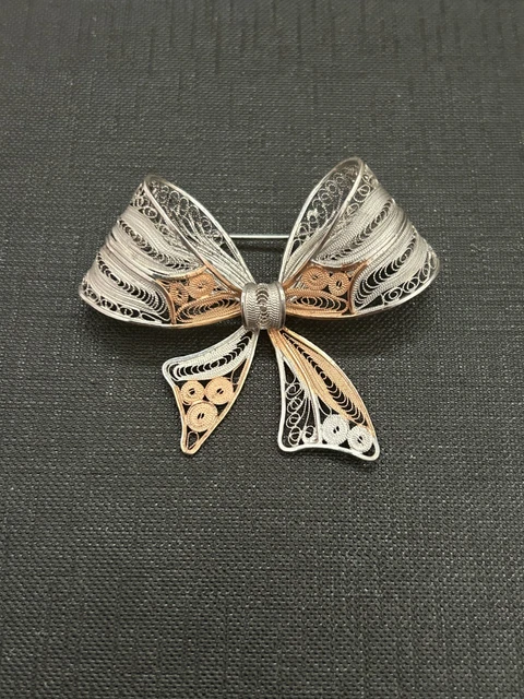 Broche Ancienne En Argent Massif 925 ‰ Style Art Déco / Nouveau - Papillon - France
