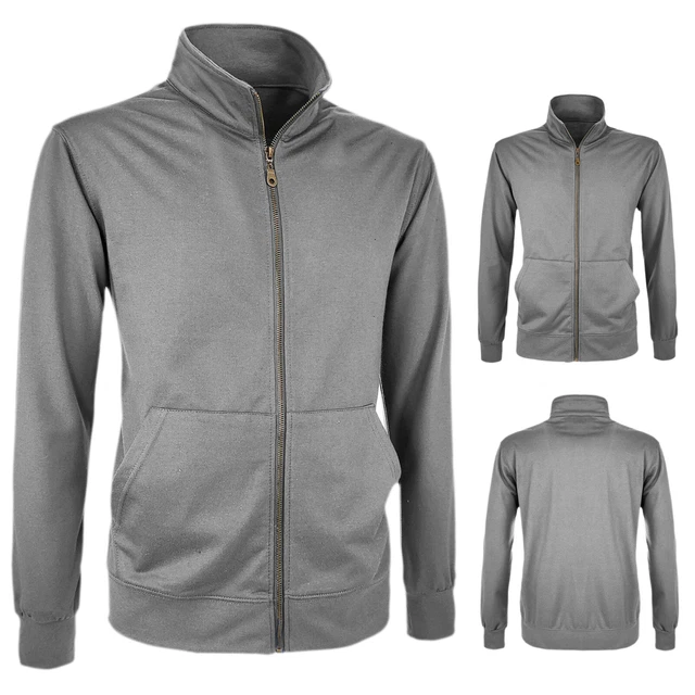Felpa Uomo Cotone Leggero Con Zip Senza Cappuccio Maglione Basic Cardigan VEQUE 5