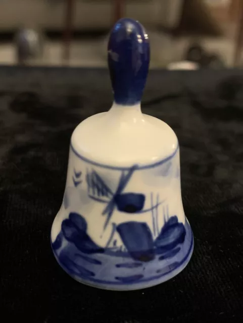 Vintage Delft Blue Hand Painted Holland Dutch Windmill Bell 1.75- Miniature bell