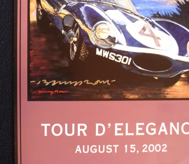 SIGNED Pebble Beach Concours 2002 Tour Poster JAGUAR D-TYPE LeMans Ecosse Rowe 2