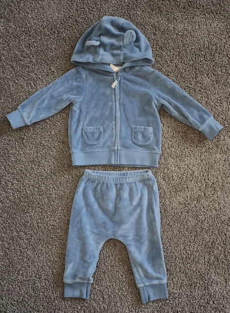 Carters Baby 2-Piece Set Hoodie Pants Terry Bear Size 6M Blue