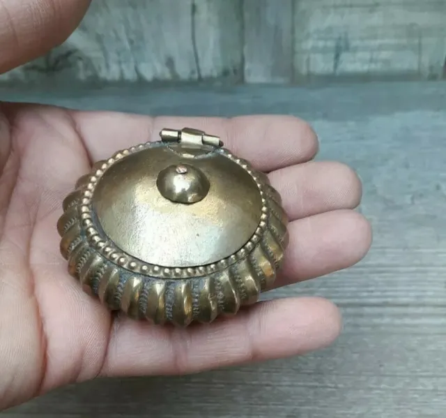 Old Brass Muskmelon  Shape Handcrafted Box, Beautiful Small Box, Rich Patina