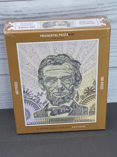 Presidential Puzzlemint Abraham Lincoln Jigsaw Puzzle and Mini Poster NEW Sealed