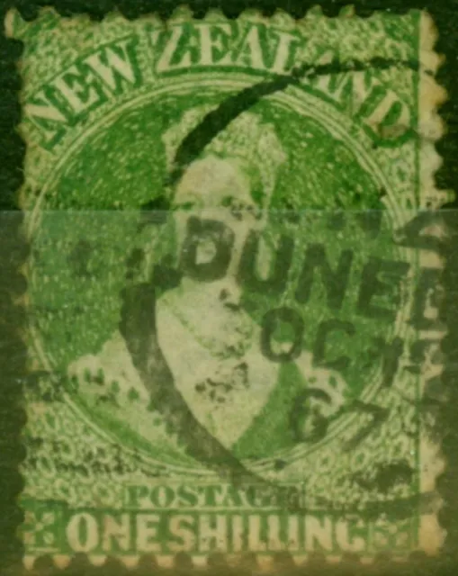 Nueva Zelanda 1864 1s Verde Intenso SG123 Buen Usado