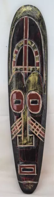 Vintage Wood Carved Hand Painted African Tribal Face/Shield Wall Mount