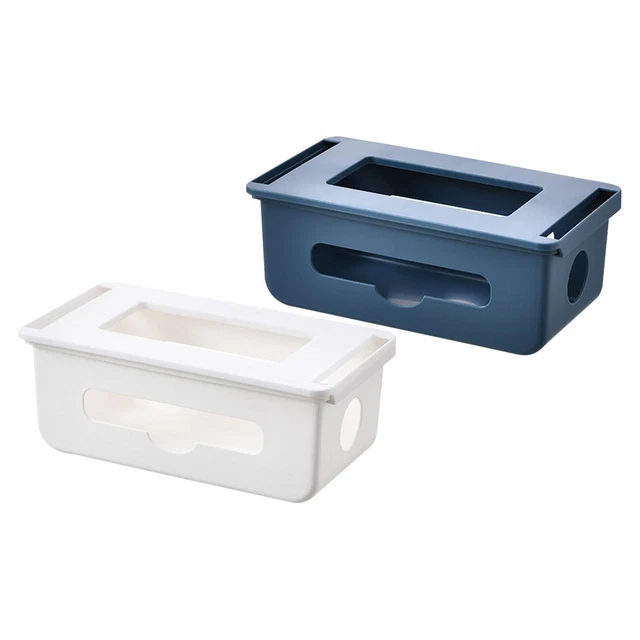 2 Boîtes De Rangement Sous Bureau Adhésives – Tiroirs Cachés Grande Capacité, Blanc, Pour Bureau, école, Maison (fixation Sans Perçage)