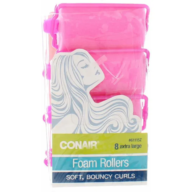 4 Pack Conair Foam Rollers Extra Large Foam Hair Rollers, Extra Large, Pink, ...