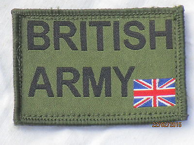 British Army & Union Jack 50x72mm, Oliva, Retro a Strappo, Distintivo, Patch