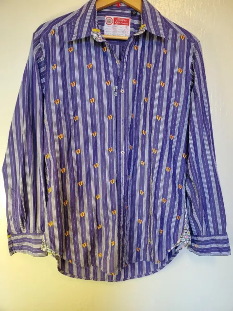 Robert Graham Shirt Mens Medium Purple Cotton Button Up Freshly Laundered