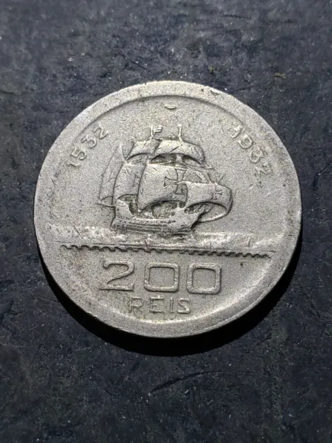 1932 Brazil 200 Reis Coin