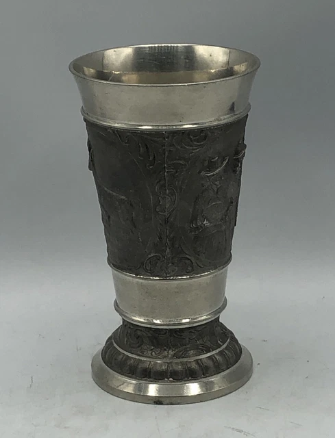 Pewter Gnadental Zinn Eduard Scholl Stein/Goblet; Embossed Deer & People 🇩🇪