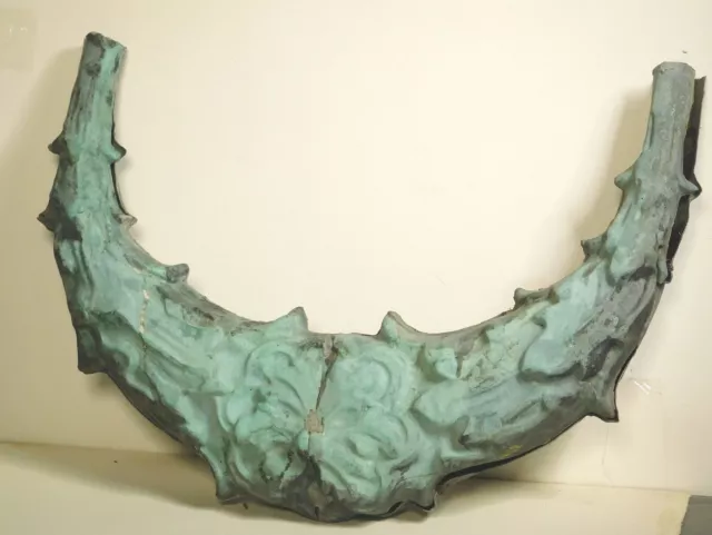 Giant Embossed Copper Architectural Floral Garland Verdigris Patina Classic Swag