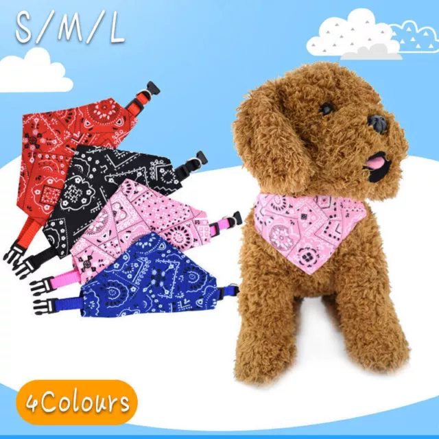 Adjustable S M L Dog Cat Bandana Collar Pet Puppy Triangle Scarf Neckerchief AU