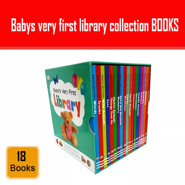 Baby's Very First Library 18 Board Books Box Set To Help Little Ones Learn NEW