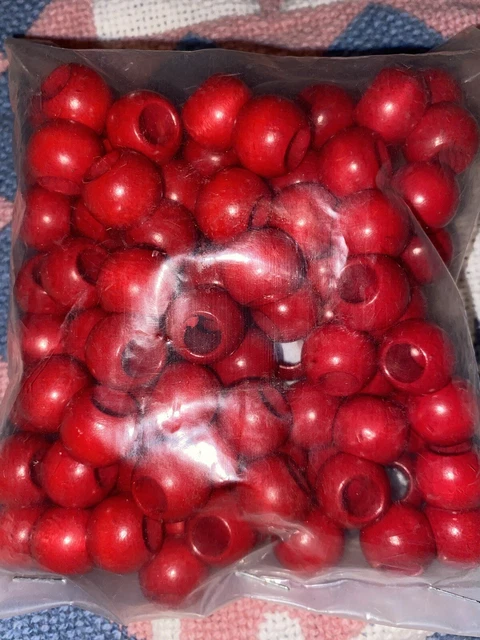 Vintage Red Barrel Wooden Macrame Beads 7/16" (11mm)