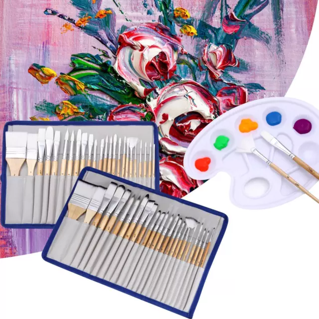 Tritart Lot de 24 Pinceaux pour Peinture Acrylique, Aquarelle et à Huile - Pinceau  Fin pour Enfant et Adulte : : Cuisine et Maison