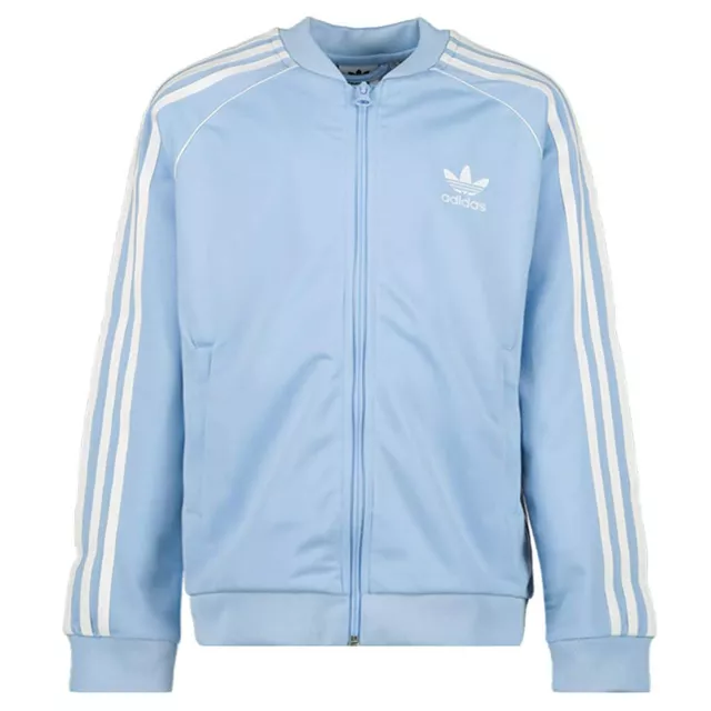 Adidas Enfants Filles Garçons Superstar TT Veste de Sport Sûrvetement Bleu Clair