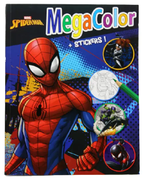 Marvel Spiderman Mega Malbuch Disney  DIN A4 mit 120 Malvorlagen mit 25 Sticker