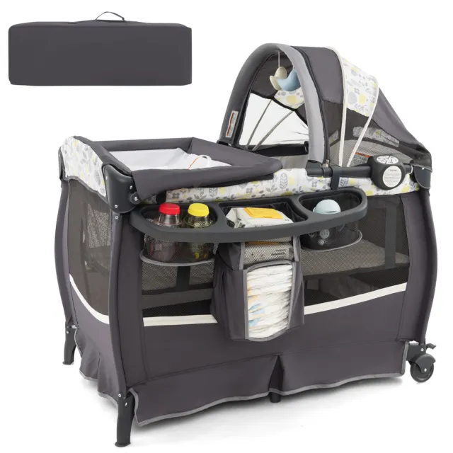 4 in 1 Baby Playard Portable Newborn Travel Crib Nursery Center w/Bassinet