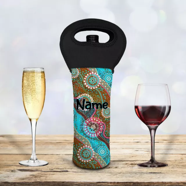 Aboriginal Wine Bottle Cooler Carry Bag Personalised