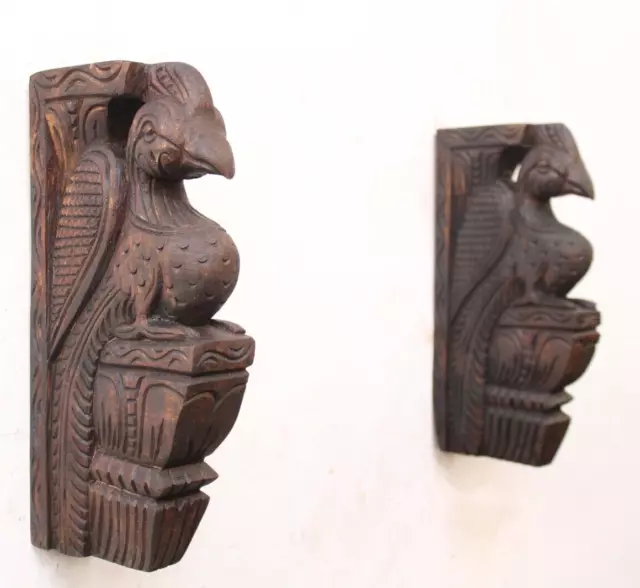 Small Wall Bracket Bird Pair Peacock Corbel Vintage Home Decor Entrance Hanging