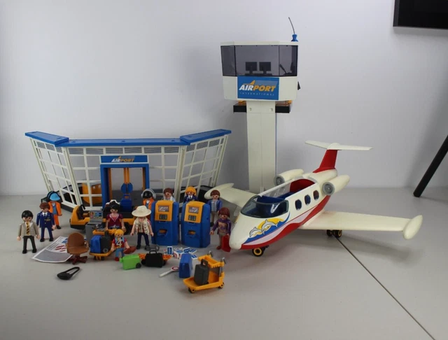 Lot PLAYMOBIL Aéroport 5338 Avec Tour De Contrôle Et Avion 5395 - Occasion