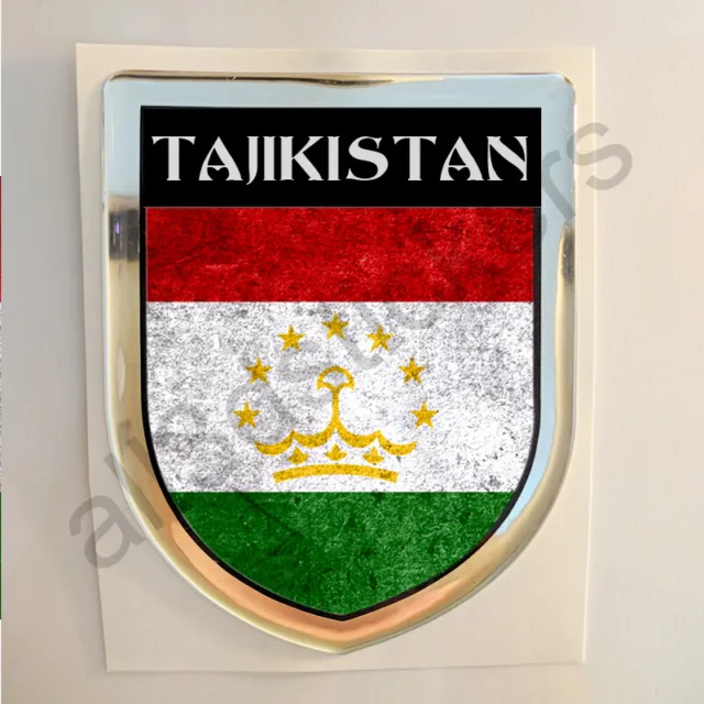Tagikistan Adesivi Scudetto 3D Bandiera Sporco Resinato Adesivo Vinile Resinati
