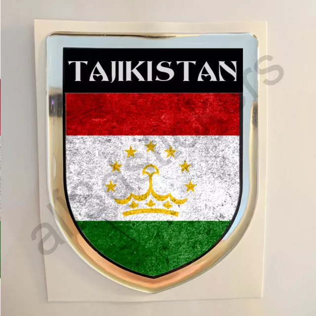 Tagikistan Adesivi Scudetto 3D Bandiera Sporco Resinato Adesivo Vinile Resinati