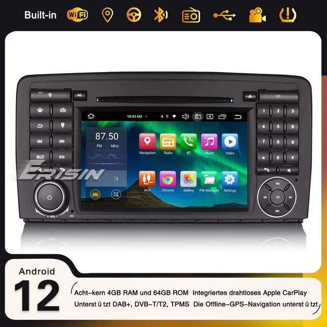 Autoradio Android Per Mercedes Classe R W251 2005–2017 – Touchscreen 7”, Carplay/Android Auto Wireless, GPS, Wi-Fi, Bluetooth, Telecamera Retromarcia