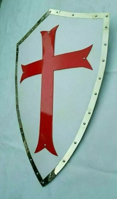 Medieval Knight Battle Warrior Shield Templar Red Cross Design Crusader Shield